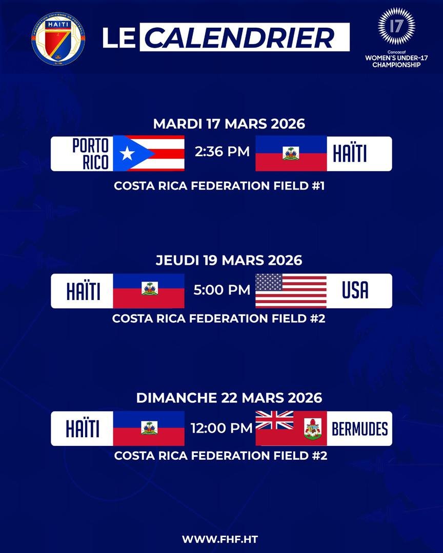 You are currently viewing Éliminatoires Mondial U-17 féminin! Le programme des petites grenadières a été dévoilé!