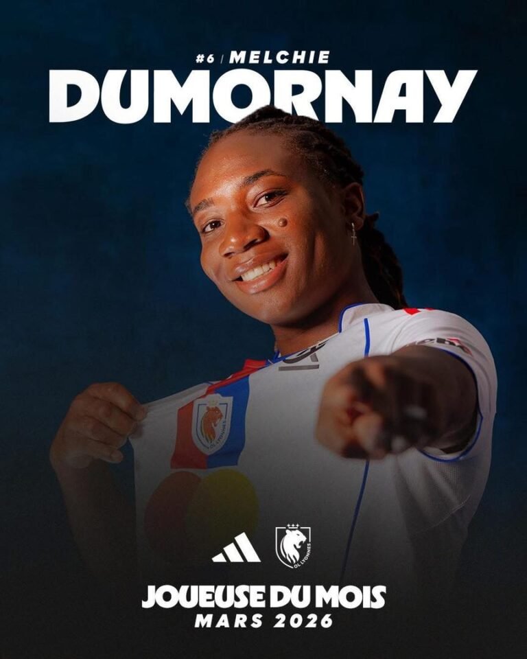Foot Expatrié: Melchie Daëlle Dumornay est élue  » meilleure joueuse de OL Lyonnes pour le mois de mars!